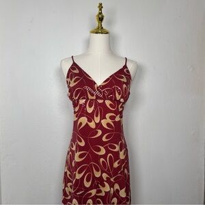 marie y2k red & cream oval pattern midi dress flowy 2000s - 1990s downtown‎ girl
